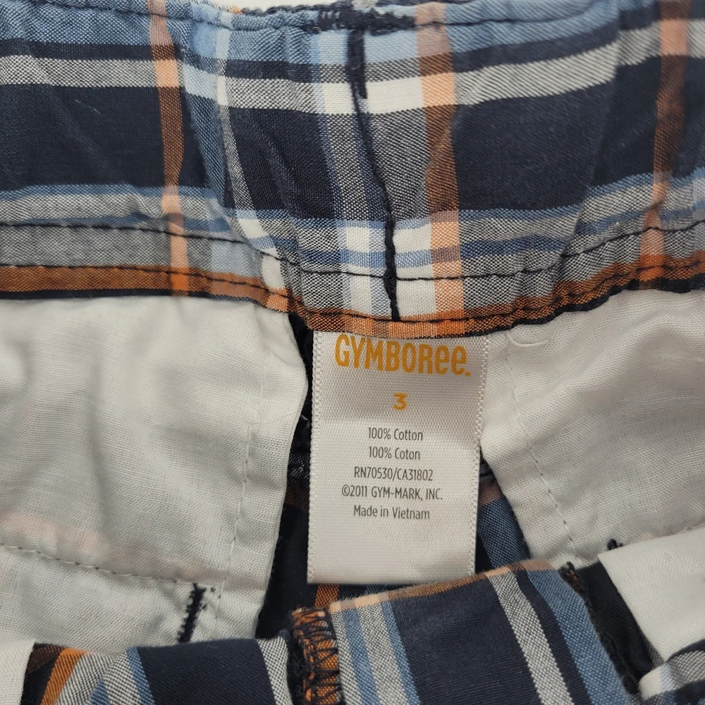 Gymboree Boys Toddler Plaid Shorts Size 3T Blue/Orange